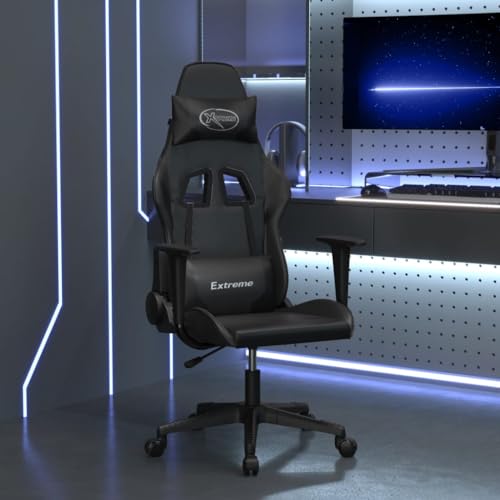 Homgoday Silla Gaming con Masaje Cuero sintético Negro, Sillas de Jardín, Bistro Silla Asiento para Terraza Balcón adecuadas para Uso en Interiores y Exteriores mobiliario TipoB