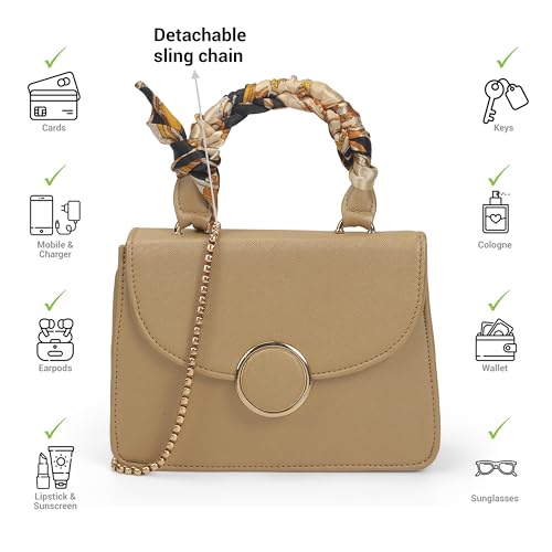 Image of Mochi Women Formal PU Soft Body Lock closure Solid Sling Bag with 1 Pocket and 1 compartments