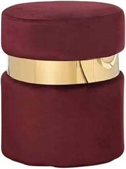 PREDELLA Ottoman & Pouffes,Hassock,Sitting Stool for Living Room | Dressing Table Stool | Footrest Stool | Mudda Puffy Wooden Stools| Footstool Pouf for Office Home Decor Furniture Pouf (Maroon)