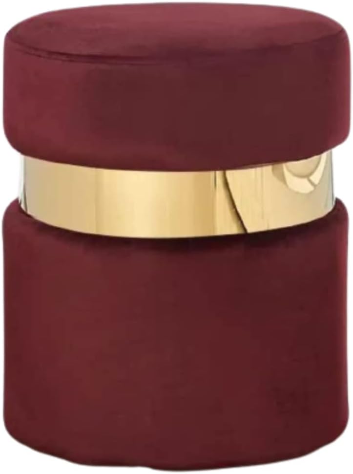 PREDELLA Ottoman & Pouffes,Hassock,Sitting Stool for Living Room | Dressing Table Stool | Footrest Stool | Mudda Puffy Wooden Stools| Footstool Pouf for Office Home Decor Furniture Pouf (Maroon)