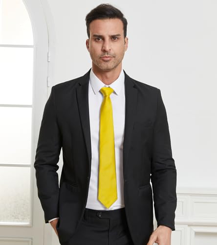 Image of DecTwig Men's Ties Solid Color Formal Neckties 3.15 inch (8CM) Black Ties For Men