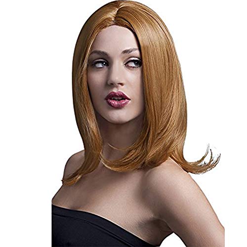Fever Damen Schulterlange und Gestufte Perücke mit Mittelscheitel, 43 cm, Sophia Perücke, Goldbraun, One Size, 42508