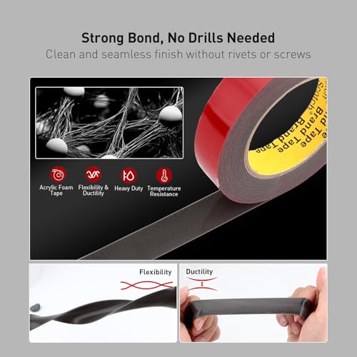 Image of 3M Double Sided Tape, Heavy Duty, 0.5 inch x 13.8Ft, 4611, Gray | Heavy Duty, Acrylic Permanent Adhesive, Waterproof Foam Tape for Home Office, Deco Automotive Metal Glass Bonding