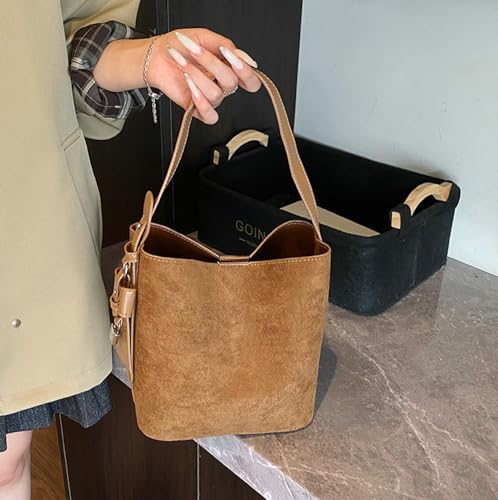 Faux Suede Shoulder Bag for Women Crossbody Bag Small Slouchy Fall Totes Top Handle Handbag Retro Clutch Purse 20253