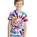 UGTEWXU Kids Red White Blue Tie Dye Shirt for Girls Boys America Soccer Axolotl Shirts Salamander T-Shirt Hippes Tee 6-16 Years Age Size X-Small