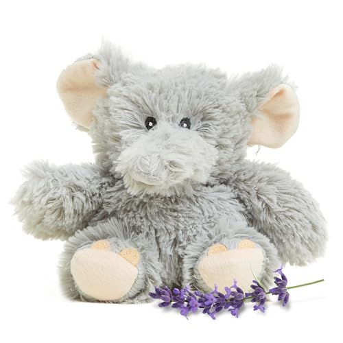 warmies Junior Microwavable & Weighted Stuffed Animals, Elephant - Heated Stuffed Animal Plushie for Warmth & Comfort - Cute Soft Plush Toys for Adults & Children (Boys, Girls, Babies & Toddlers)