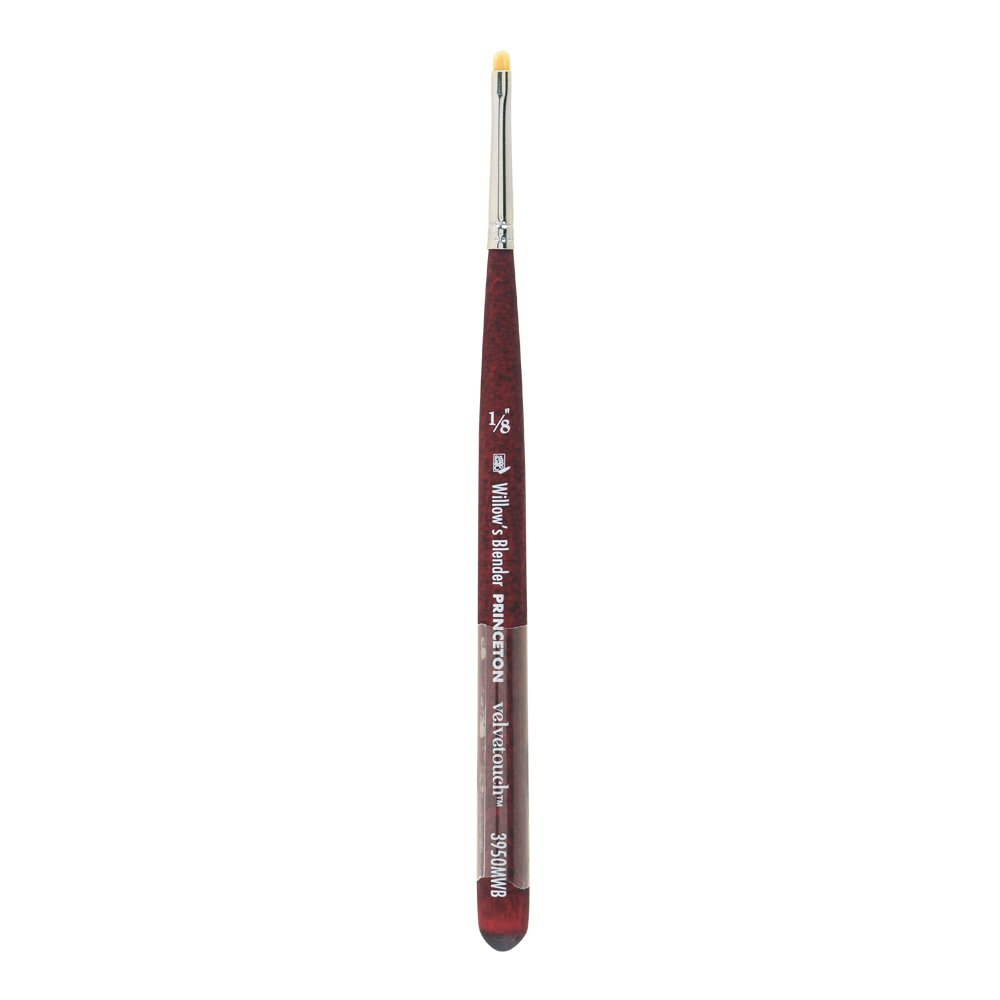 Princeton Velvetouch Artiste, Mixed-Media Brush for Acrylic, Watercolor & Oil, Series 3950 Mini Willow's Blender Luxury Synthetic, Size 1/8 โ image 1