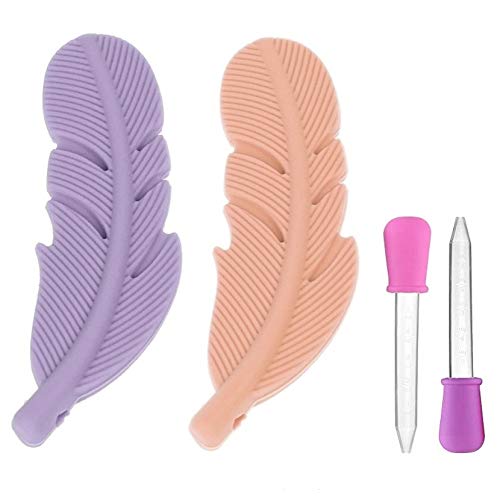 Lady Hawk Leaf Shaped Food Grade Purple & Beige Silicone Teether Soother Pendant Necklace Model with Dye Free String & Clasp. Pink & Purple Medicine Dropper Feeder. 4 pcs Set. Lady Hawk Leaf Shaped Food Grade Purple & Beige Silicone Teether Soother Pendant Necklace Model with Dye Free String & Clasp. Pink & Purple Medicine Dropper Feeder. 4 pcs Set.