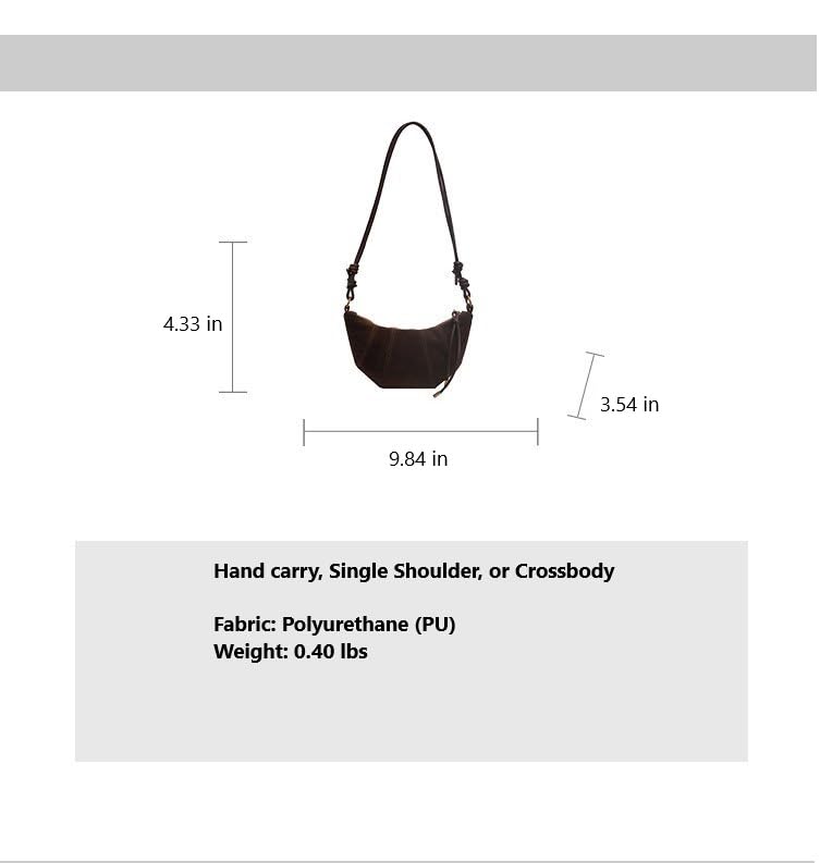 Image of ENOPINK Crossbody Bags for Women Suede Crescent Zippered Shoulder Bags Purse Handbags Hobo Bags (Black)
