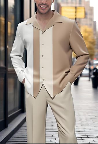 Men's Fashion 2 Piece Dress Shirts Suits Long Sleeve Big Men Leisure Sets Formal Pants Sets S-5XL3