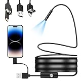 Conexión por cable, transmisión de datos estable: Camara tuberias está conectado mediante un cable de datos, fácil de usar, longitud focal efectiva: 3-10 cm y puede garantizar una transmisión de imagen estable. No requiere conexión WiFi o Bluetooth, evita conexiones inestables y problemas de congelamiento de pantalla, simplemente conecta tu dispositivo y podrás usarlo.