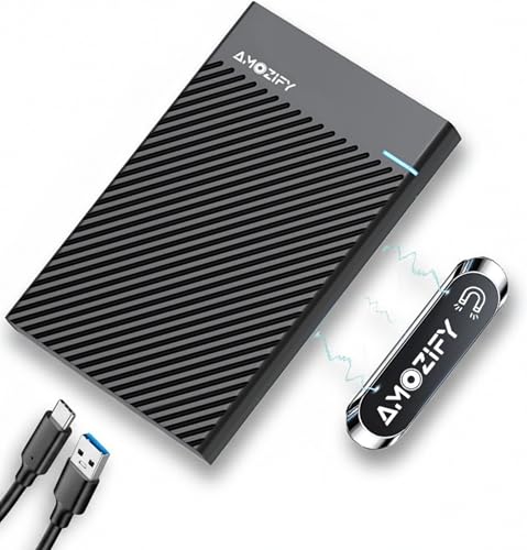 AMOZIFY 外付けハードドライブエンクロージャ (磁気デザイン、スティックオンノートパソコン)、工具不要 2.5インチ SATA III、SSD / HDD、USB-C 3.1 Gen 2、6Gbps、UASP、外付けハードドライブケース。（Amazon）