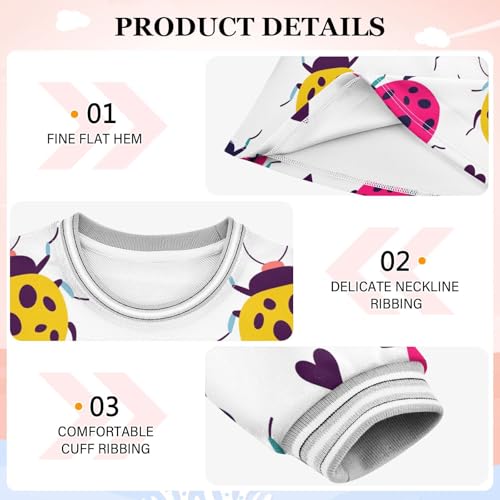 Ladybugs Hearts Girls Dresses Long Sleeve Sweatshirt Dress for Girls Winter Toddler Casual A Line Dresses Size 2-8T3