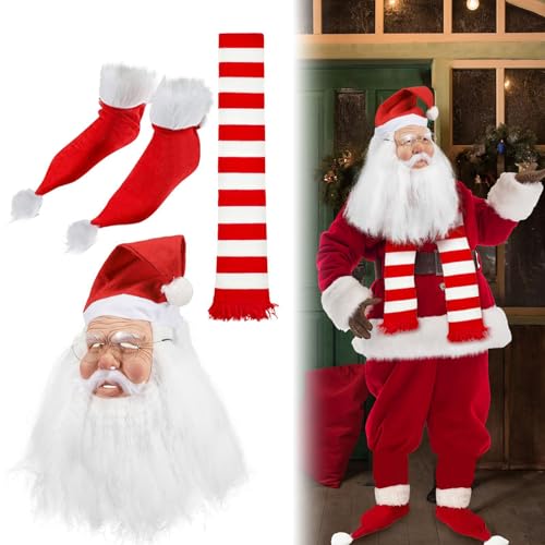 Conjunto de disfraz de Papá Noel con bufanda de cara completa para ocultación total 2