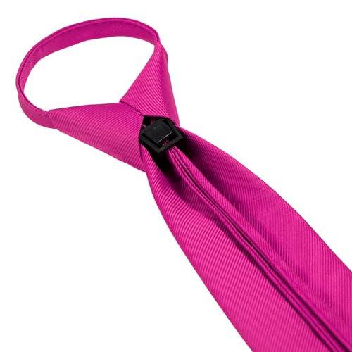 JEMYGINS 3.15" Hot Pink Pre-tied Tie Adjustable Zipper Necktie for Business and Wedding(31)