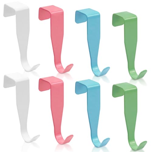 NEETUE 8 pcs Over The Cabinet Door Hooks Kitchen Towel Hooks for Cabinets Small Over The Door Hooks Stainless Steel Door Hooks Over Cabinet Hook for Home Kitchen Bathroom Decoration (Multicolour)