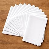 Mixweer 12 Pcs 14' x 22' White Linen Hemstitched Hand Towel Linen Tea Towels for Embroidery Dish Towels for Bathroom Kitchen Home