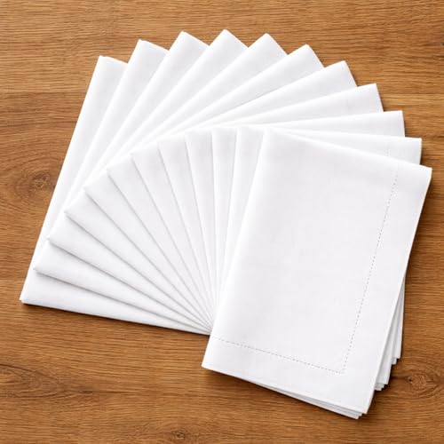 Mixweer Hemstitched Linen Hand Towels (12 Pcs)