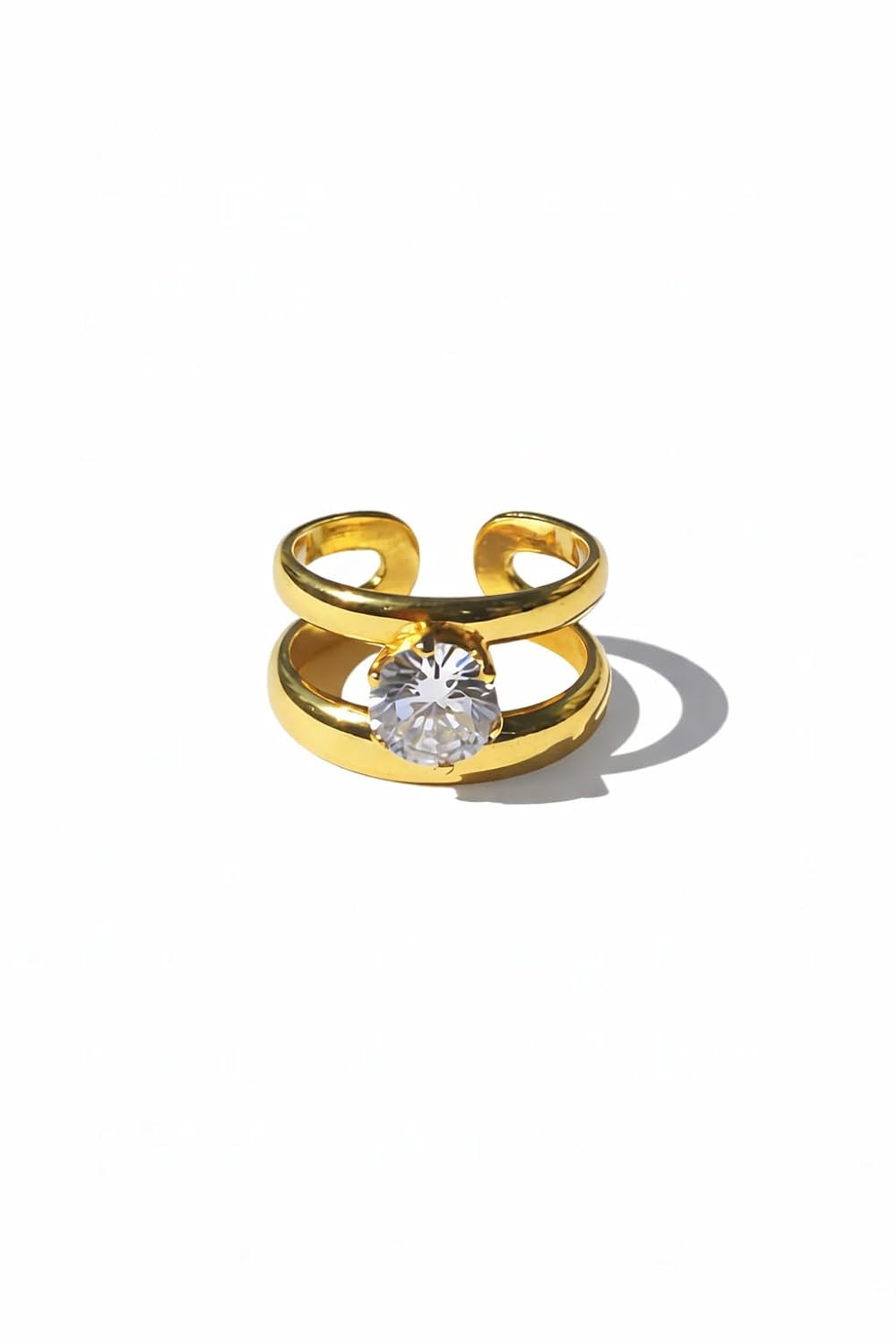 Anti Tarnish Ring, Aurelia Crystal Ring for Women & Girls | Adjustable Gold Plated Crystal Jewellery, American Diamond Jewelry | Tarnish Free Jewelry