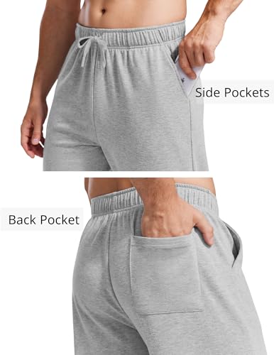 PINSPARK Men's Cotton Sweatpants Open Bottom Athletic Jogger Sweatpants Lightweight Sweat Pants Lounge Pants with Pockets4