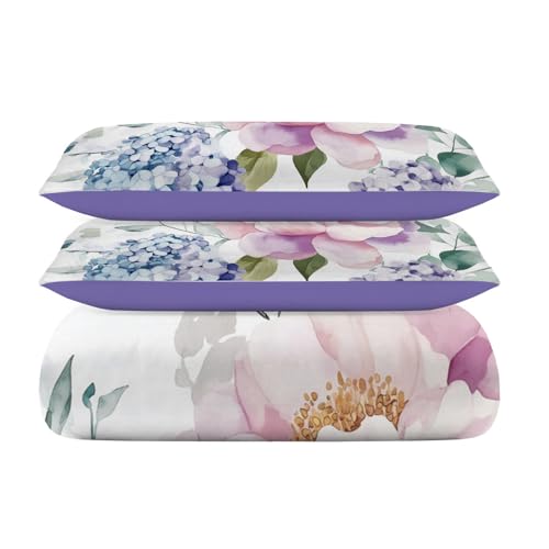 Funda de edredón reversible de peonías para renovar el aspecto de su cama individual 6