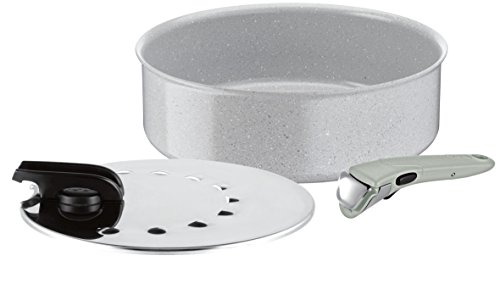 Tefal L2563202 Ingenio Préserve Sauteuse et Couvercle Anti-Projection, Céramique, Gris, 24 cm, Tous Feux dont Induction, fabriqué en France