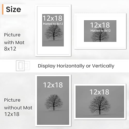 Image of Art Street Synthetic Document Large Size Wall Photo Frame, Set of 2 Big Frames For Wall Artwork, Certificates, Picture & Photographs Home Decor (12x18 Inch, Matted To: 8x12 Inch, White)