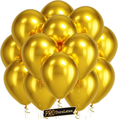Image of Bezente Pro Duralatex Metallic Gold Extra-Thick Balloons 100 Pack 12 inch