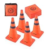 HiGiant [4 Pack] Collapsible Traffic Safety Cones 18 Inch, Orange Pop-up Cones with Reflective Collar, Caution Cones for Road Driving Practice and Parking Lot