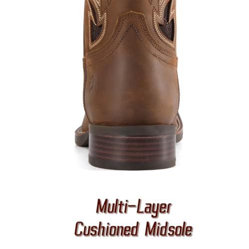 Image of SUREWAY Men's Cowboy Boots, Square Toe Pull On Soft Toe Western Boot