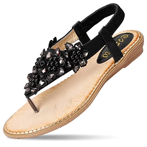 Amissz Sandali Donna Estive con Strass Bohémien