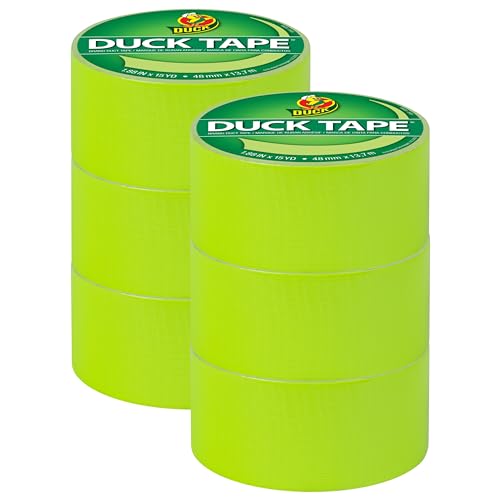 Image of Duck Brand Color Duct Tape, 6-Roll, Fluorescent Citrus (285225 C)