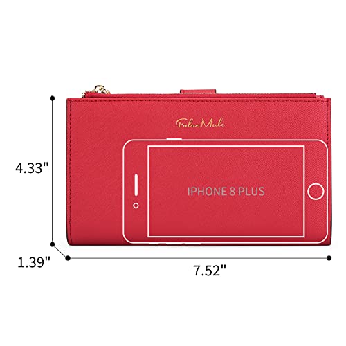 Image of FALAN MULE Wallets for Women Trifold Wristlet Wallets Large Capacity RFID Blocking Ladies Purse Credit Card Holder