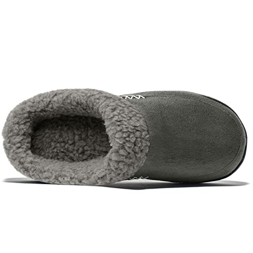 Image of NewDenBer Men's Warm Memory Foam Slippers Suede Plush Fleece Lined Slip on Indoor Outdoor Clog House Shoes