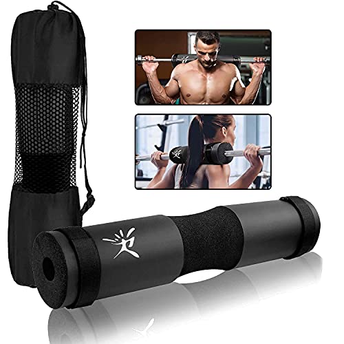 Risefit Squat Pad Barbell Pad Bar Pad for Hip Thrusts Weight Lifting Lunges - Most Comfortable Bar Pad with Velcro Straps for Weight Lifting Neck Shoulder Protective Pad (black-42cm)
