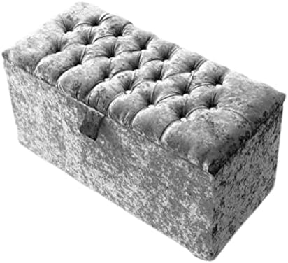 luxisleepltd, Storage box, Ottoman box, Chesterfield, Footstool/Footrest In Crushed Velvet Fabric (Medium, Cream)