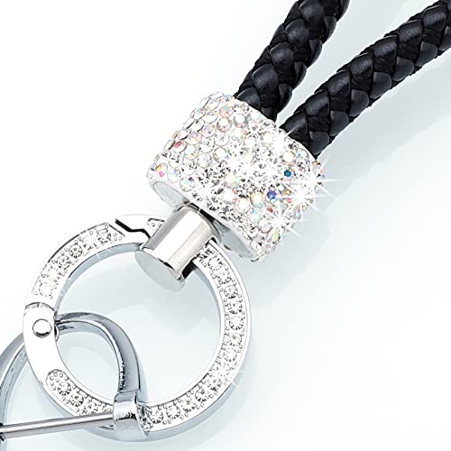 Bling Bling Luxury Crystal Diamondcar Key Chains For Ladies Women Key Fob, Key Chain Ring Strap (Black) #TOP2