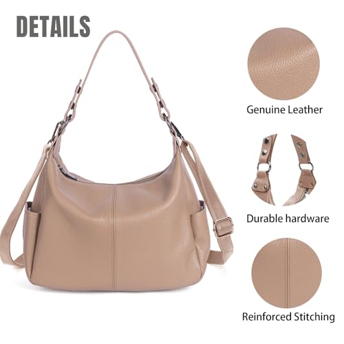 Image of Hobo Bags for Women Real Leather Purses Shoulder Bag Taupe Medium Crossbody Bags Ladies Handbags 2026 Trendy