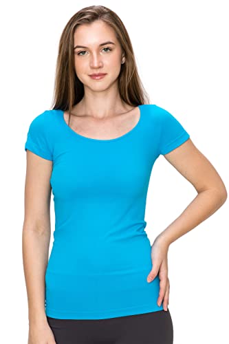 Kurve Scoop Neck Cap Sleeve Seamless Top Made in USA,