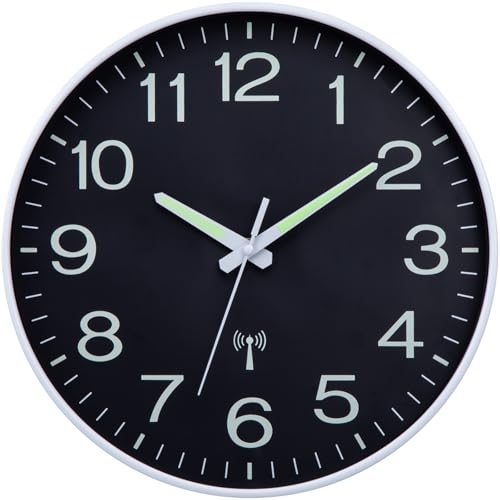 VIVILINEN Funkuhr Wand Beleuchtet Wanduhr Funk Geräuschlos ohne...