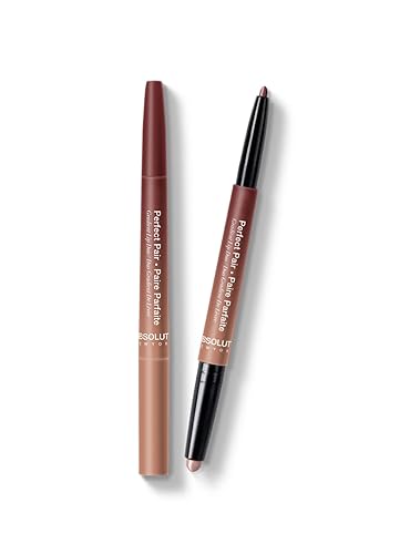 Absolute New York ALD01 Perfect Pair Lip Duo - Labios más completos y más fuertes, sombra más profunda para contornear labios, lápiz labial satinado