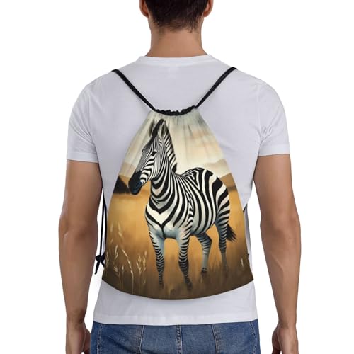 Zebra Wild Animal Drawstring Backpack Lightweight Sports Gym Bag With Adjustable Shoulder Straps For Fitness Yoga Travel Soccer Volleyball Medium2