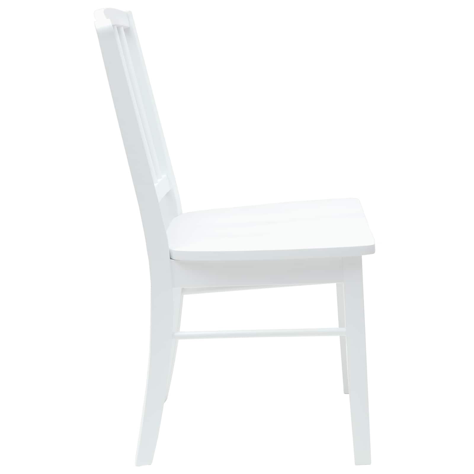Lot de 2 chaises de salle à manger en bois d'hévéa massif blanc