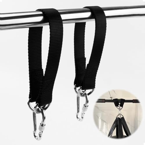 2 Piezas Cuerda para Columpio de árbol, Kit de Montaje para Hamacas y Columpios,Fijación para Hamaca para Uso Interior y Exterior, 2 Mosquetones y 2 Anillos en D, Capacidad de Carga de 500 kg