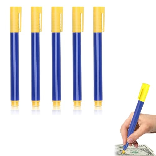5er-Pack GeldprüFstift,GeldscheinprüFer,Allgemein Falschgeld PrüFer Stift,Tragbar GeldscheinprüFer Stift,Zum Erkennen Falschgeld,GefäLschter Banknoten,Erkennen Von Us-Dollar,Euro,Pfund,Yen,Won Usw