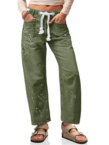 Best Pants with Chelsea Boots: Your Ultimate Guide 15 Cicy Bell Womens Baggy Barrel Horseshoe Jeans Wide Leg Drawstring Vintage Denim Pants with Front Pockets Army Green