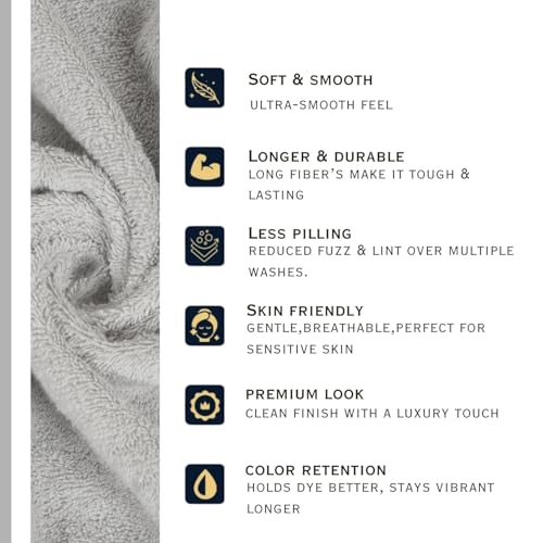 Image of Arvind 100% Cotton Towels for Bath | Towels for Bath Large Size | 500 GSM Bath Towel - Soft & Absorbent | 2 Piece Bath Towel for Men /Women | Urban Comfort | 70 cm x 140 cm - Light Grey