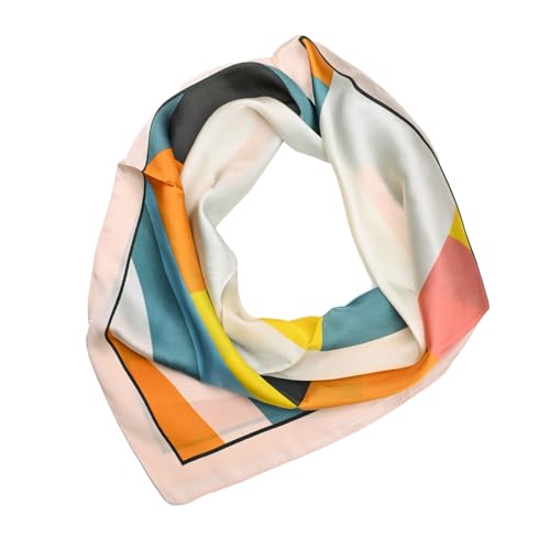 LUMBERJACK Pañuelo Mujer Pura Seda, Foulard Cuello, Bufanda Cuadrada 70x70 cm, Diseño/Estampado Geométrico, con Caja de Regalo