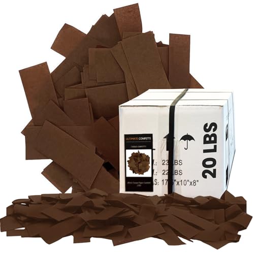 Image of Ultimate Confetti, Brown Biodegradable Confetti - Rectangular Flame-Resistant Tissue Paper Confetti for Cannon and Launcher use - Best for Gender Reveal, Parties, and Concerts - 20 lb, 320 oz