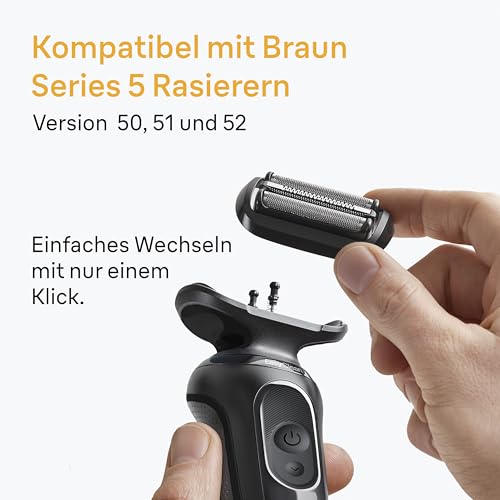 Braun Elektrorasierer Scherkopf Series 5, 54B, Schwarz - Original Ersatzscherteil Und Rasierer Zubehör vom Hersteller, Made in Germany, Kompatibel mit Braun Series 5 Rasierern 6